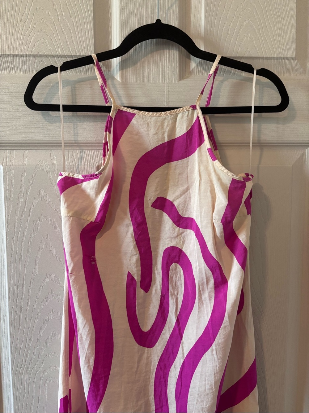 Mango MNG Abstract Print Midi Dress Womens Medium Pink Beige Sleeveless - Picture 5 of 11